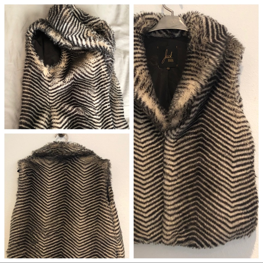 Zebra faux fur vest
